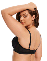 Losha Curvy Cut & Sew Spitzenausschnitt doppellagiger Bügel-BH – Schwarz