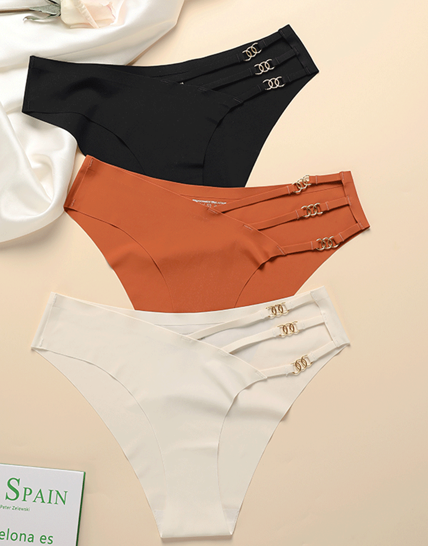 Losha Pack of 3 Low Waist Laser-Cut Briefs with Pretty Side Decoration Design