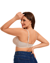 Plus Quattro Support Full-Coverage Wirefree Bra with Side Shaping Panels and Padded Straps - TOASTED ALMOND