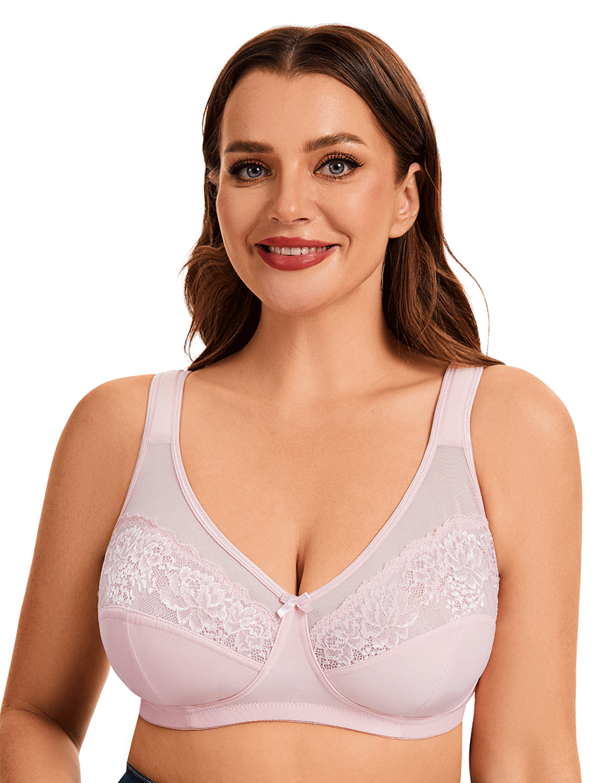 Plus Quattro Support Full-Coverage Wirefree BH mit seitlichen Formungseinsätzen und gepolsterten Trägern - QUARTZ PINK