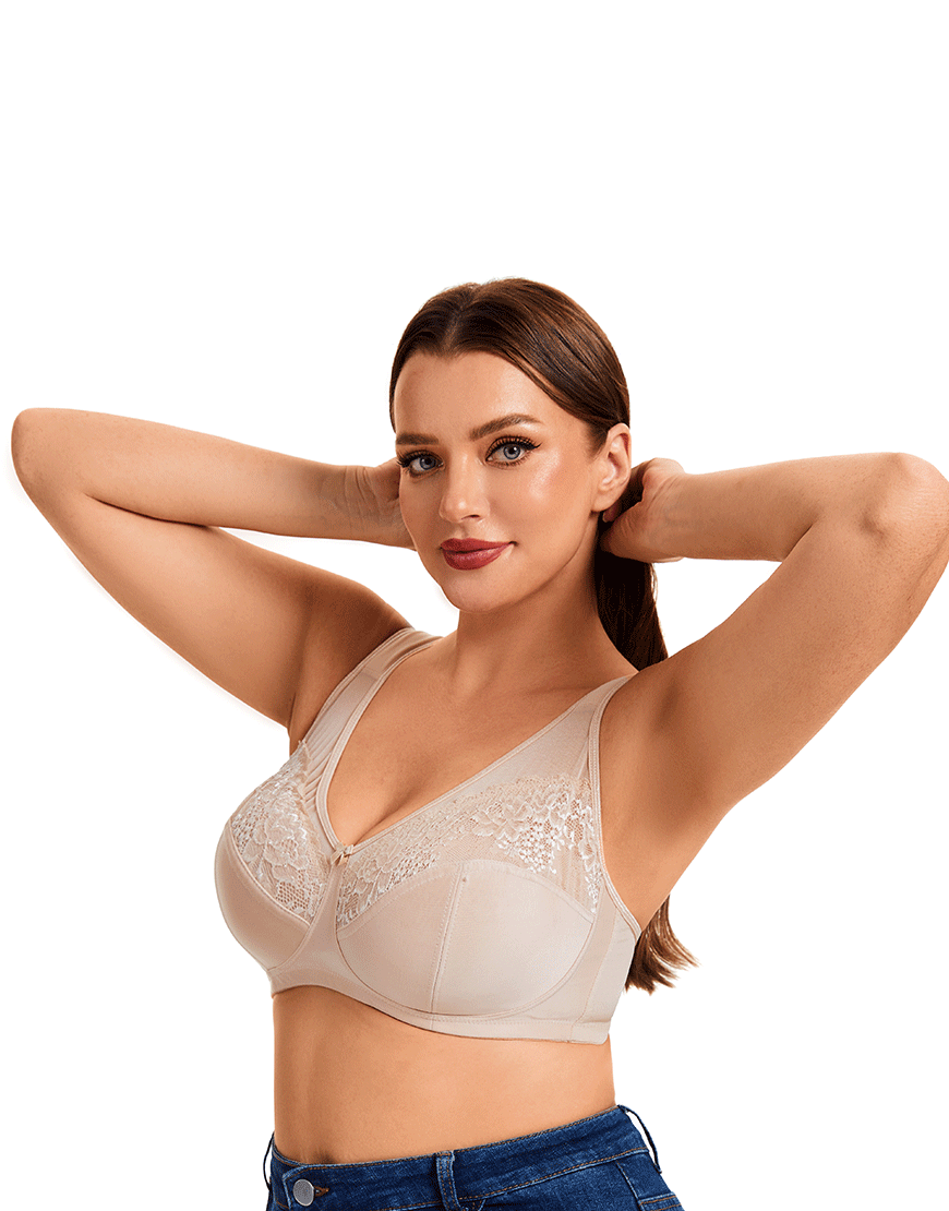 Plus Quattro Support Full-Coverage Wirefree BH mit seitlichen Formungseinsätzen und gepolsterten Trägern - TOASTED ALMOND