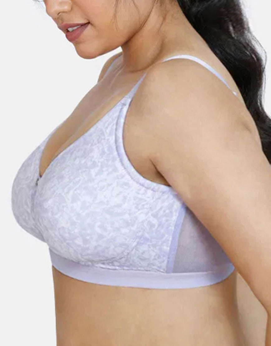 Losha True Curve double layer wireless bra with full coverage and super support – Purple Print