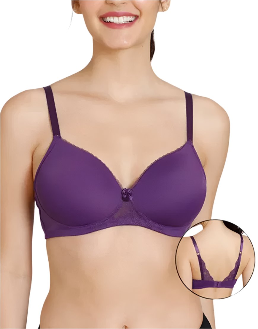 Wire-free T-shirt bra with lace accent – Parachute Purple