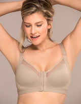Posture-correcting wireless bra with back support and shaping cups