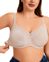 Plus Quattro Support Full-Coverage Wired Bra with Side Shaping Panels - TOASTED ALMOND
