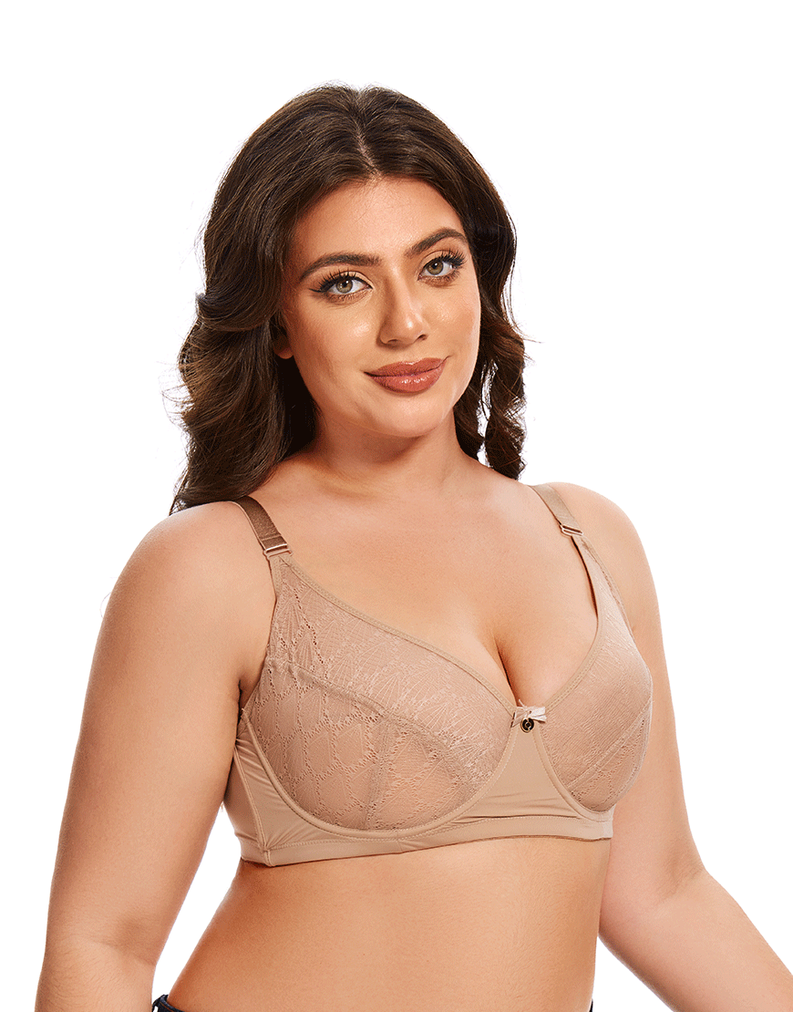 Losha Curvy Full Lace Cup Double Underwire Bra – Skin Tone