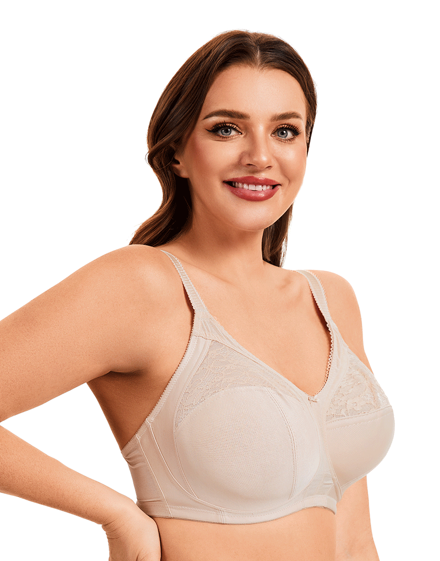 Plus Quattro Support Full-Coverage Wirefree BH mit seitlichen Formungseinsätzen - TOASTED ALMOND