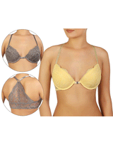 Pack of 2 elegant back lace bras with front opening – Pale Yellow