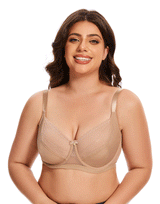 Losha Curvy Cut & Sew Spitzenausschnitt doppellagiger Bügel-BH – Hautfarbe