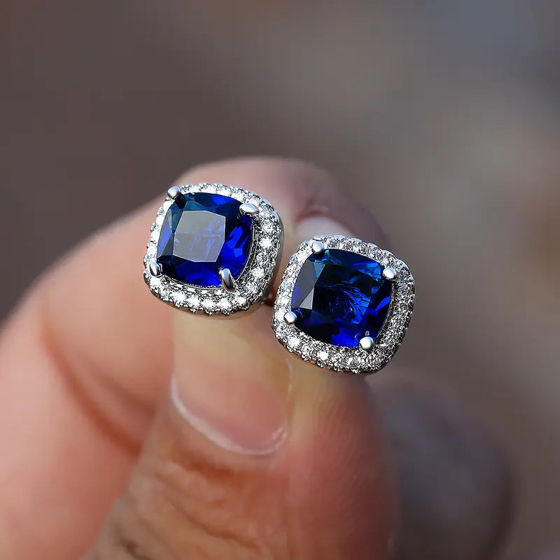 Sapphire | Square Stud Earrings