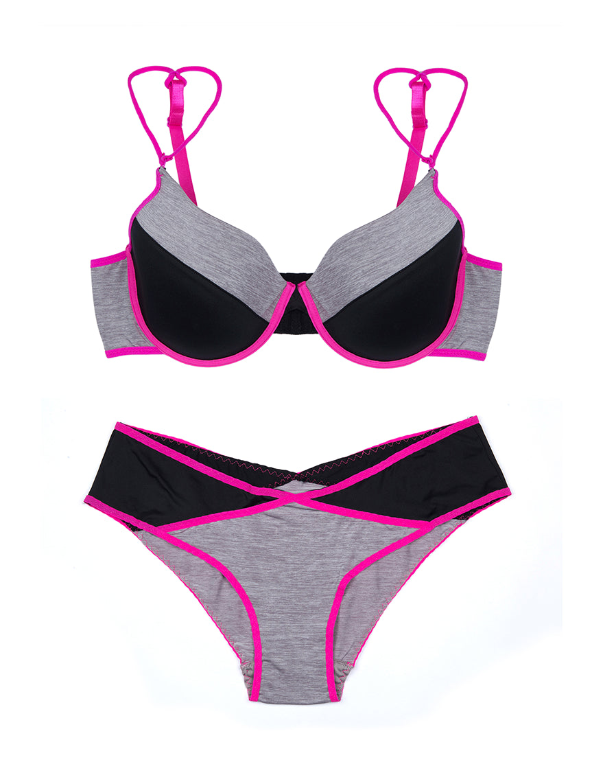 Plus size bra set in neon black