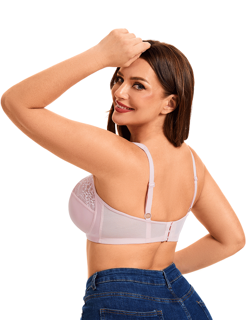 Plus Quattro Support Full-Coverage Wirefree BH mit seitlichen Formungseinsätzen und gepolsterten Trägern - QUARTZ PINK