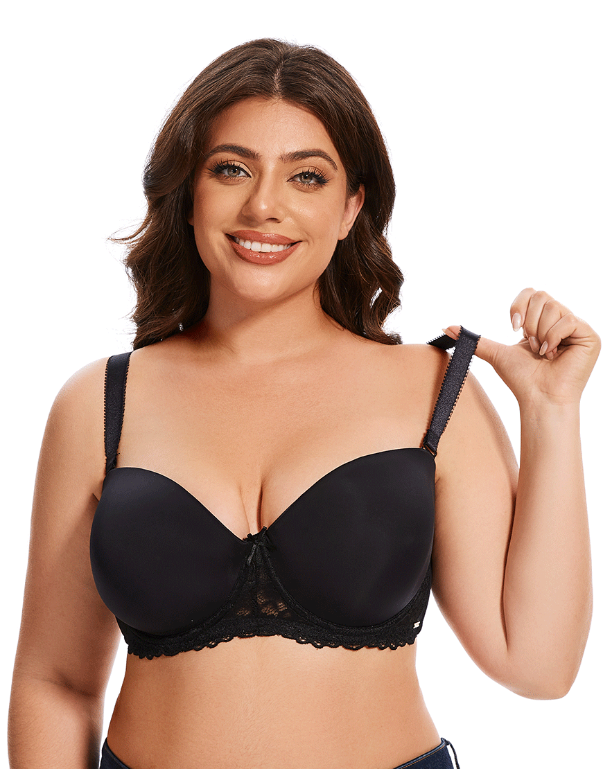 Losha Curvy Lightly Padded Strapless Underwire Bra – Black