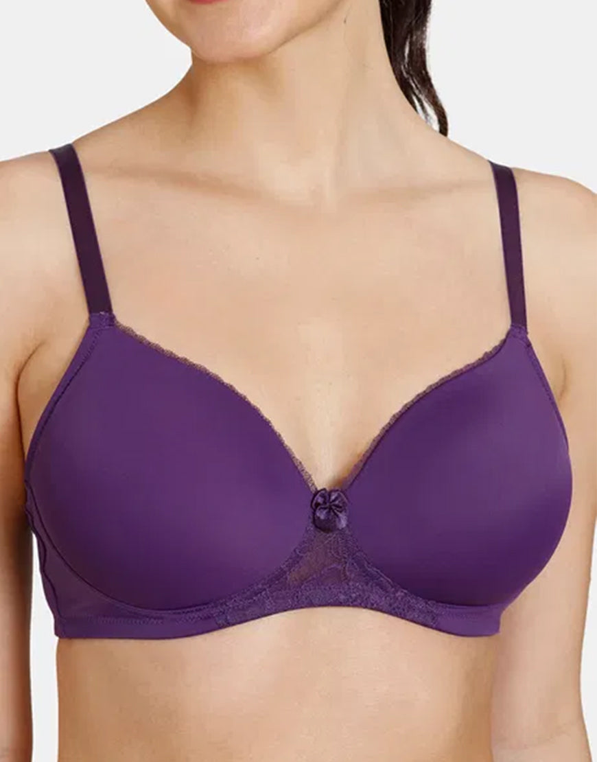 Wire-free T-shirt bra with lace accent – Parachute Purple