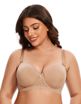 Losha Curvy Leicht gepolsterter trägerloser Bügel-BH – Hautfarbe