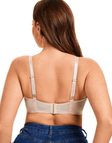 Plus Quattro Support Full-Coverage Wirefree Bra with Side Shaping Panels - TOASTED ALMOND