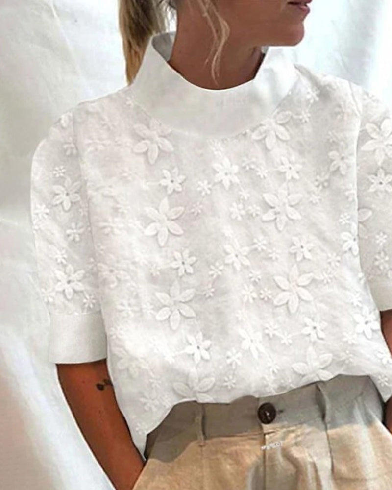 Sorvya™ | Chic Embroidered Collar Blouse