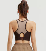 Losha Full-Coverage 4-Wege-Stretch Sport-BH mit mittlerem Halt – Braun