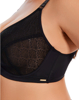 Losha Curvy Vollspitzen-Cup doppellagiger Bügel-BH – Schwarz
