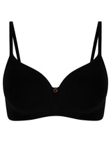 Seitlich glättendes, bio-gewaschenes, antibakterielles Baumwoll-T-Shirt-BH ohne Bügel – Schwarz