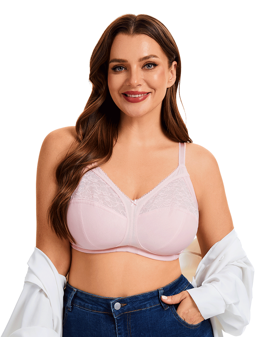 Plus Quattro Support Full-Coverage Wirefree Bra with Side Shaping Panels - QUARTZ PINK