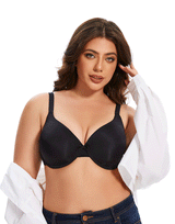 Losha Curvy Lightly Padded T-Shirt Bra – Black