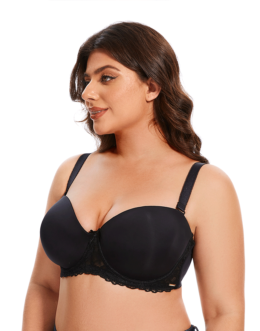 Losha Curvy Lightly Padded Strapless Underwire Bra – Black