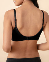 Seitlich glättendes, bio-gewaschenes, antibakterielles Baumwoll-T-Shirt-BH ohne Bügel – Schwarz