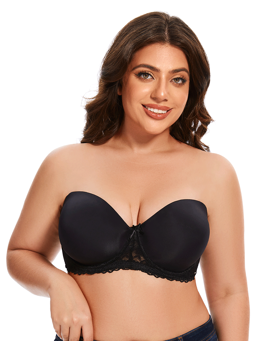 Losha Curvy Lightly Padded Strapless Underwire Bra – Black