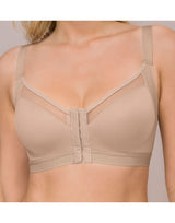 Posture-correcting wireless bra with back support and shaping cups