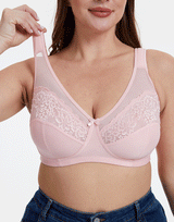 Plus Quattro Support Full-Coverage Wirefree Bra with Side Shaping Panels and Padded Straps - QUARTZ PINK