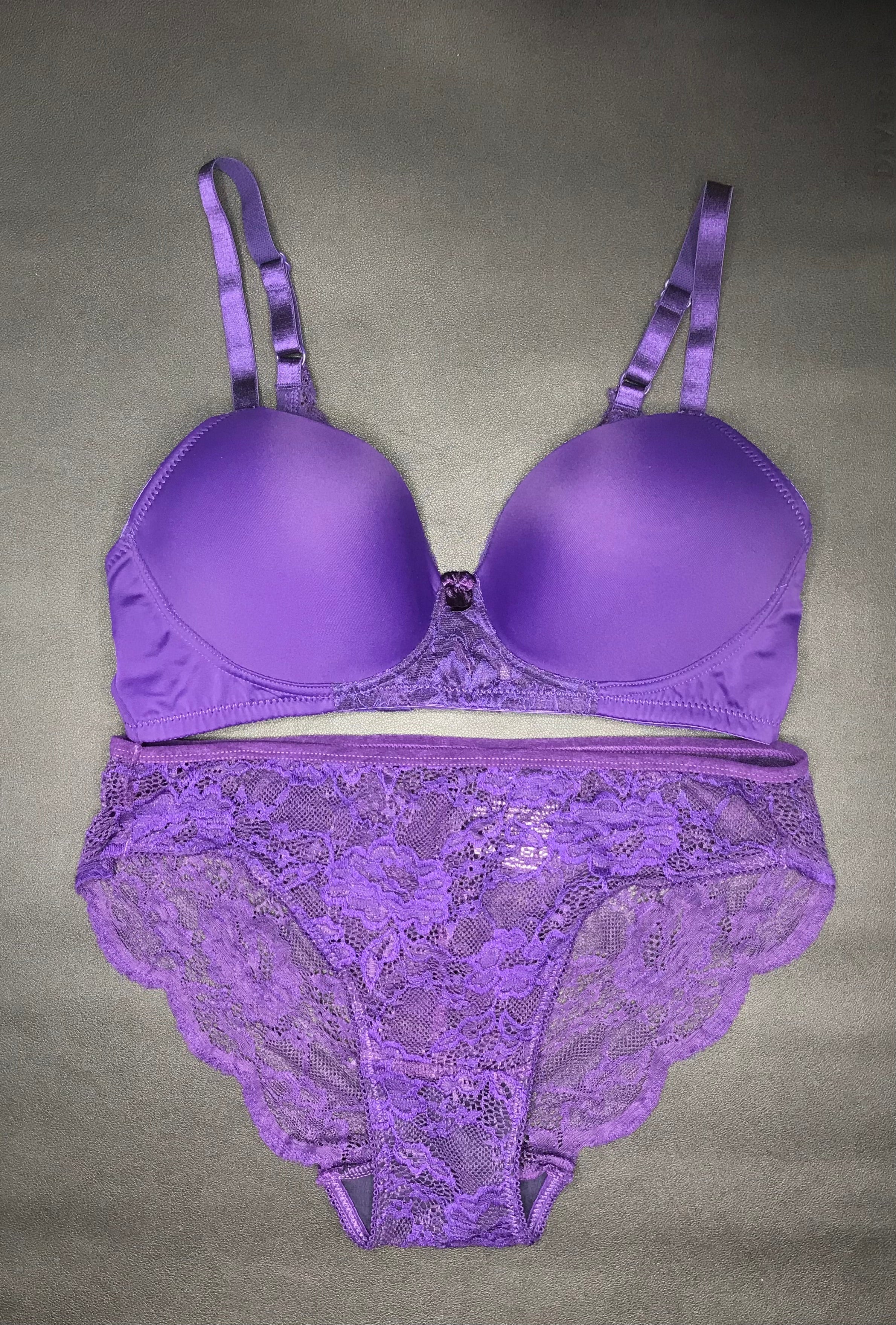 Butterfly Back Bra with Lace Panty SET – Parachute Purple