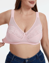 Plus Quattro Support Full-Coverage Wirefree Bra with Side Shaping Panels and Padded Straps - QUARTZ PINK
