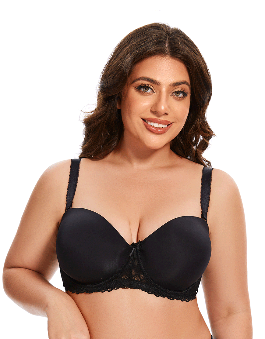 Losha Curvy Lightly Padded Strapless Underwire Bra – Black