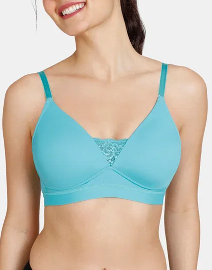 Lightly padded, wireless T-shirt bra – turquoise
