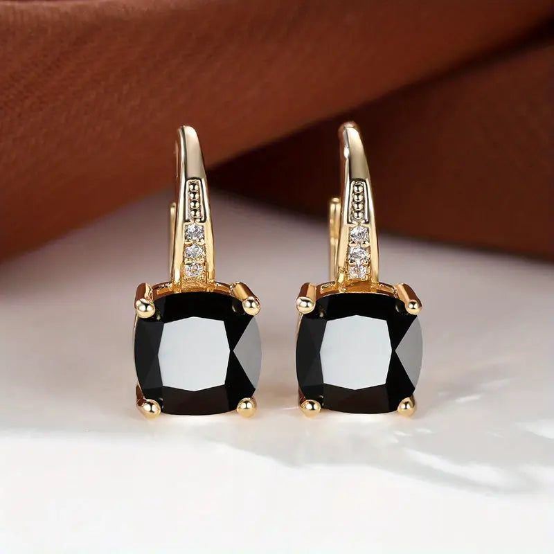 Mystic | Sapphire Stone Hoop Gold Earrings
