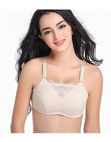 Full Lace Post-Surgery Bra with Pockets – Beige