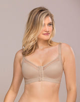 Posture-correcting wireless bra with back support and shaping cups
