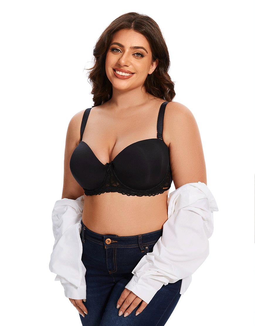 Losha Curvy Lightly Padded Strapless Underwire Bra – Black