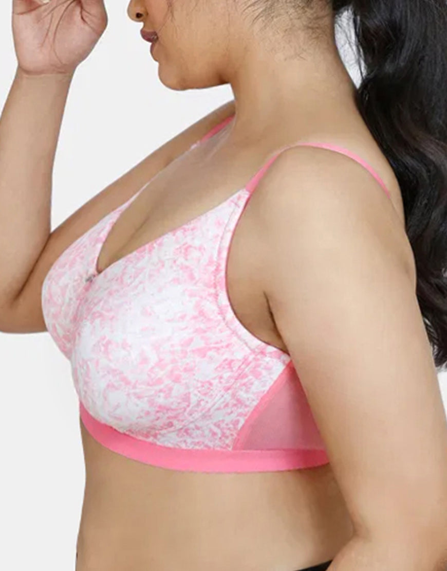 Losha True Curve double layer wireless bra with full coverage and super support – Pink Print