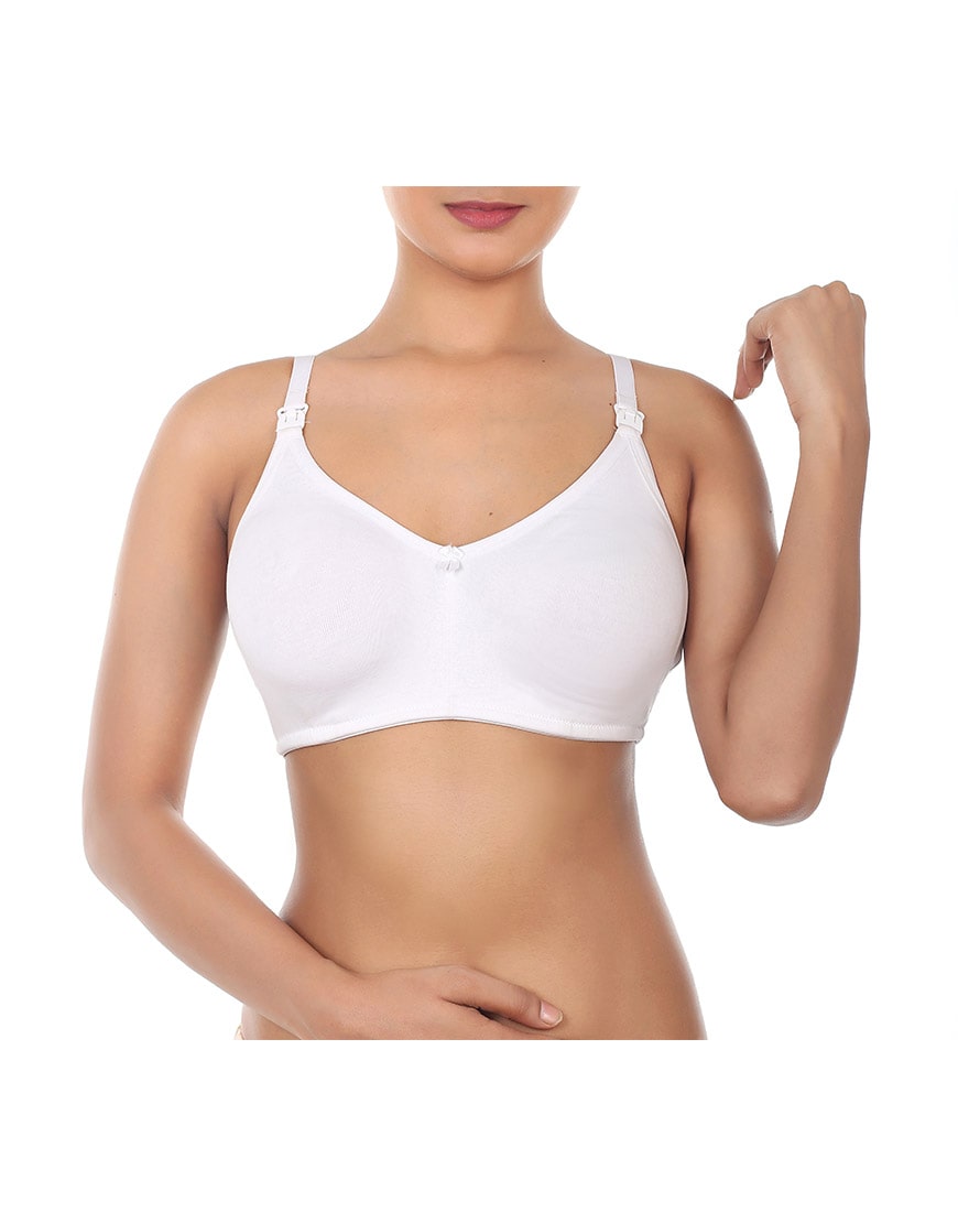 Double-layered wireless nursing bra – white