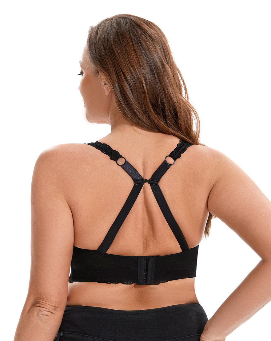 Losha Curvy Double Layered All-Over Lace Bralette – Black