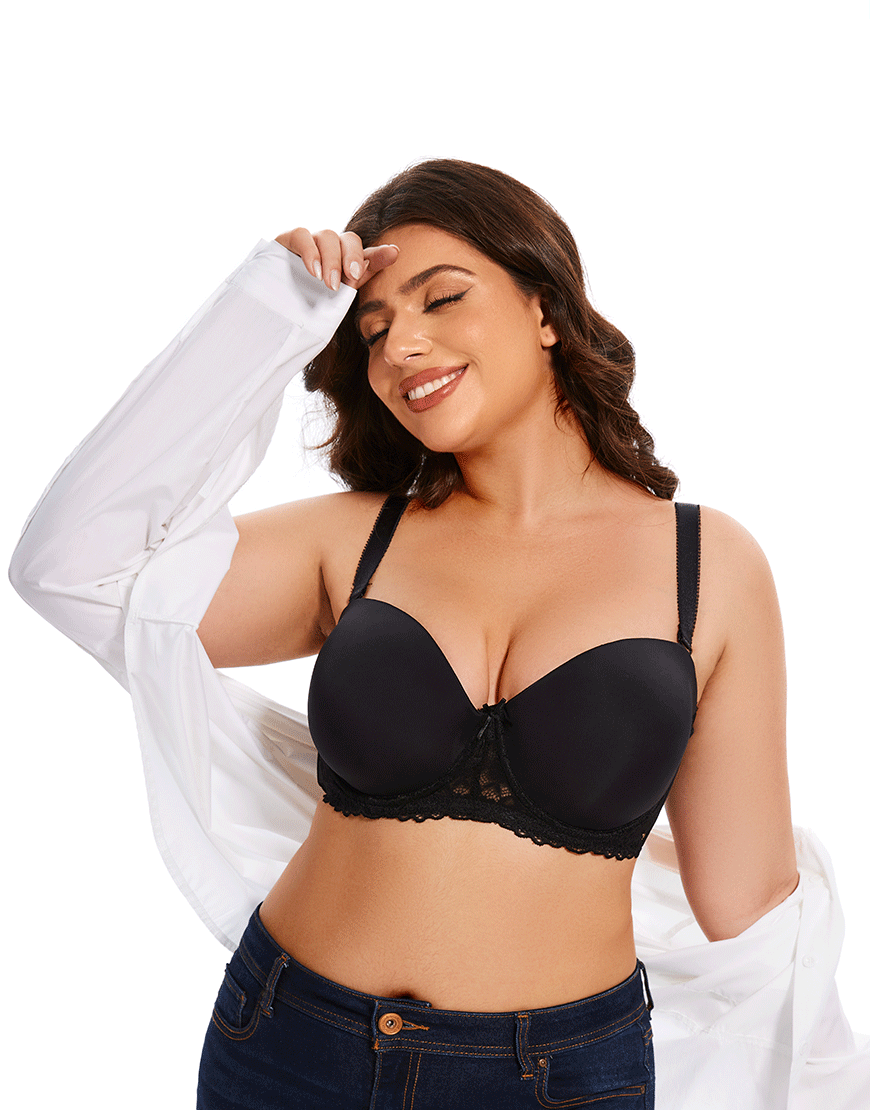 Losha Curvy Lightly Padded Strapless Underwire Bra – Black