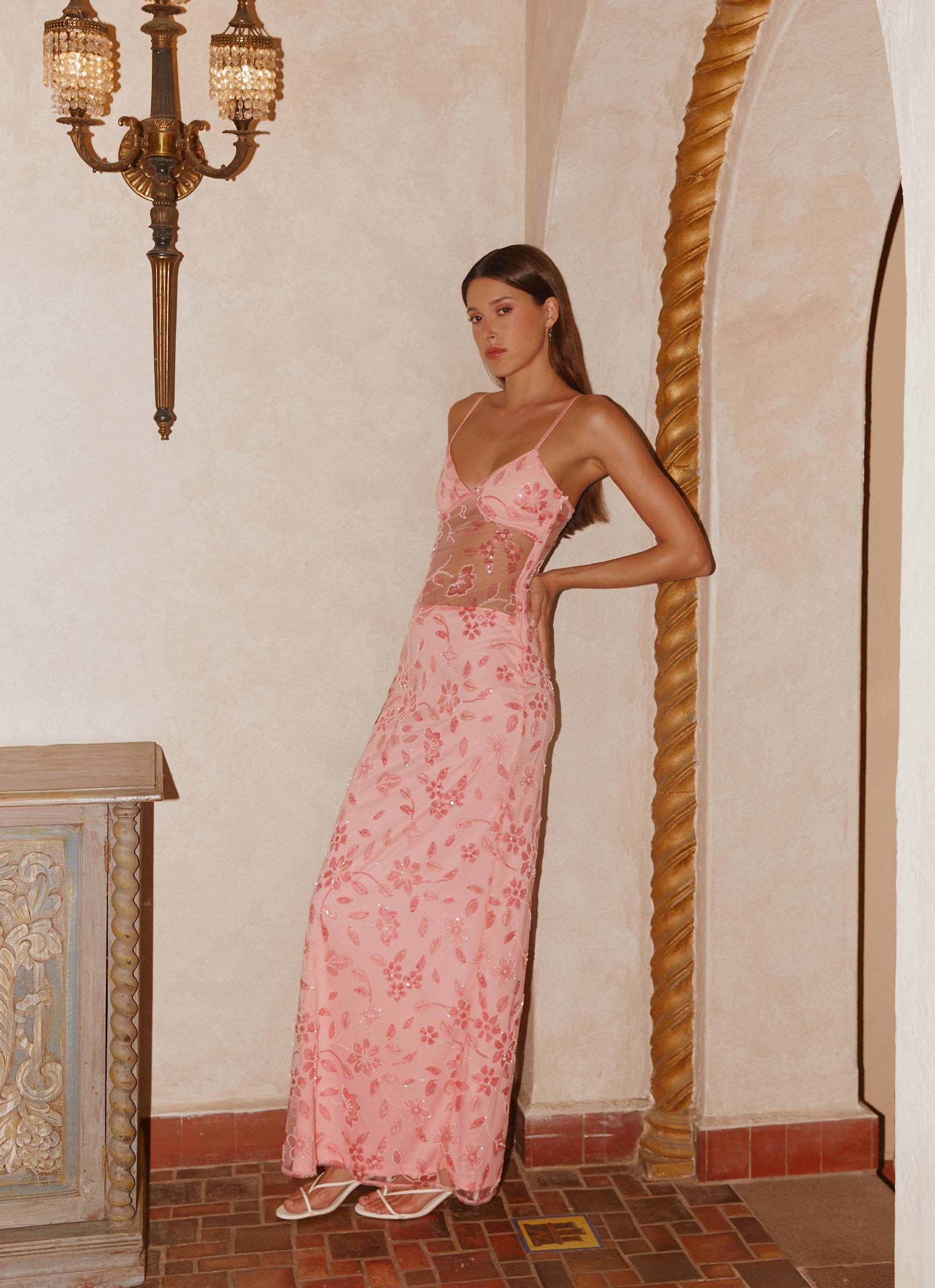 Laura™ | Sheer floral maxi dress