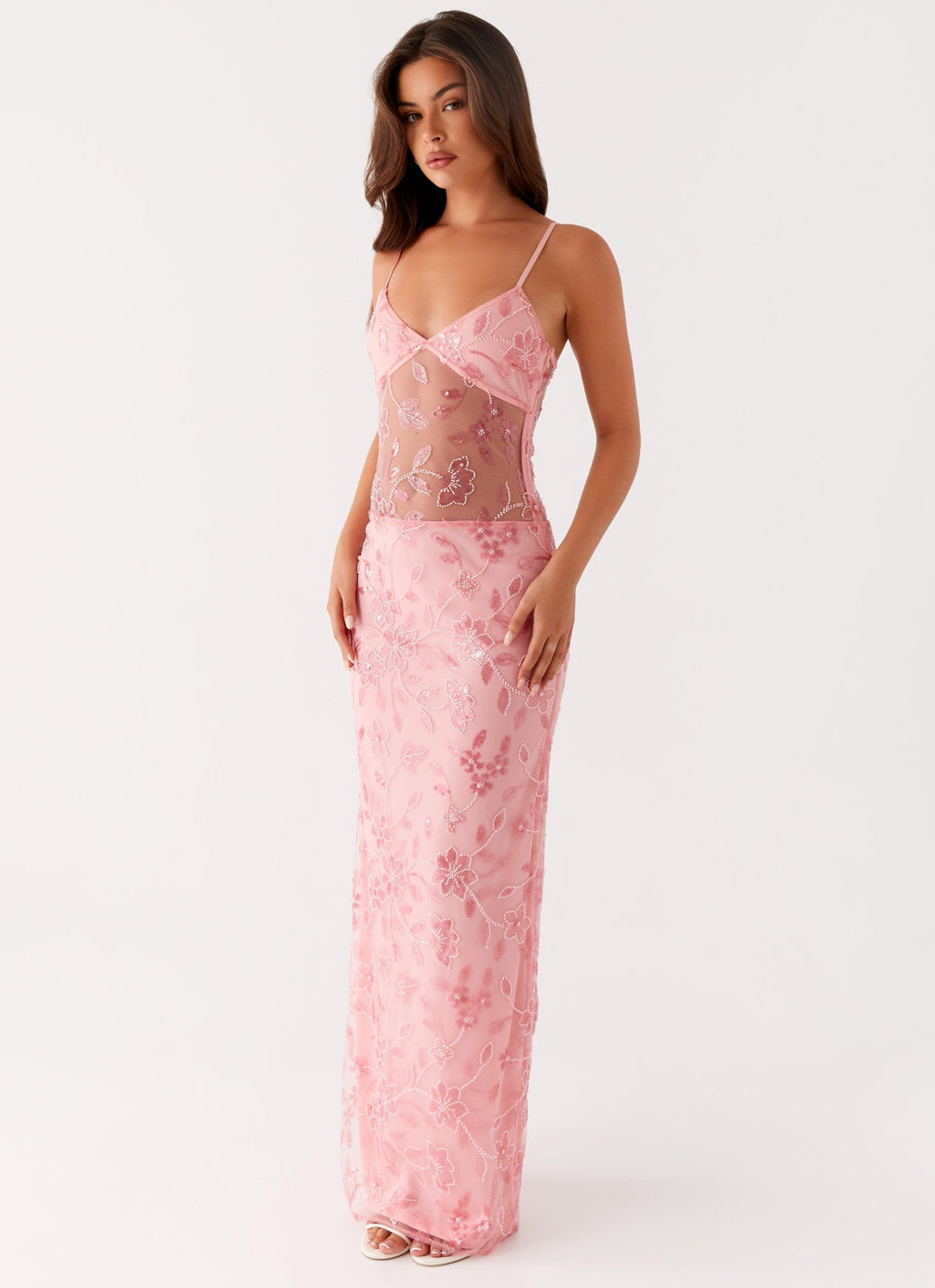 Laura™ | Sheer floral maxi dress