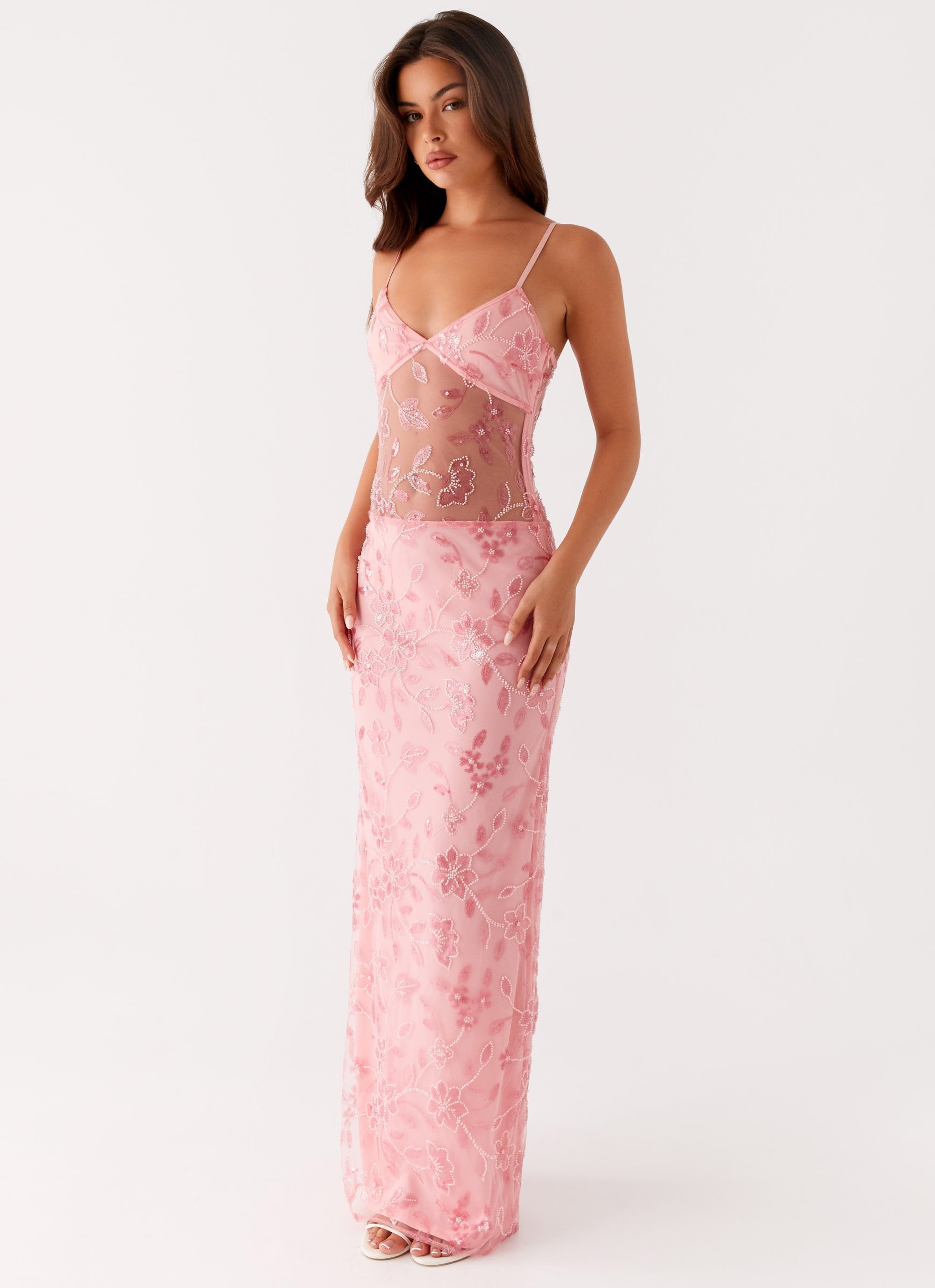 Laura™ | Sheer floral maxi dress