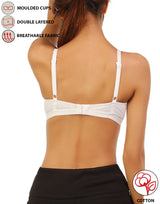 Double layer non-wired bra with high center panel – White 
