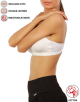 Double layer non-wired bra with high center panel – White 