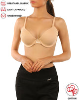 Baumwoll-BH mit Bügel, leicht gepolstert, T-Shirt-Stil – Geröstete Mandel