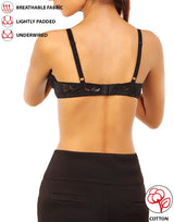 Baumwoll-BH mit Bügel, leicht gepolstert, T-Shirt-Stil – Schwarz